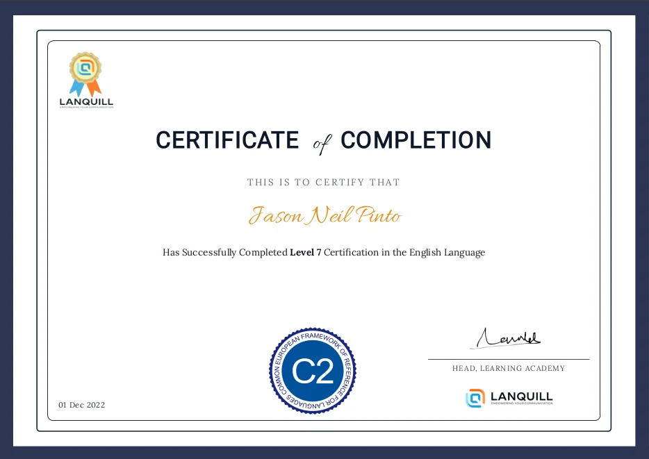 Certificate of Completion