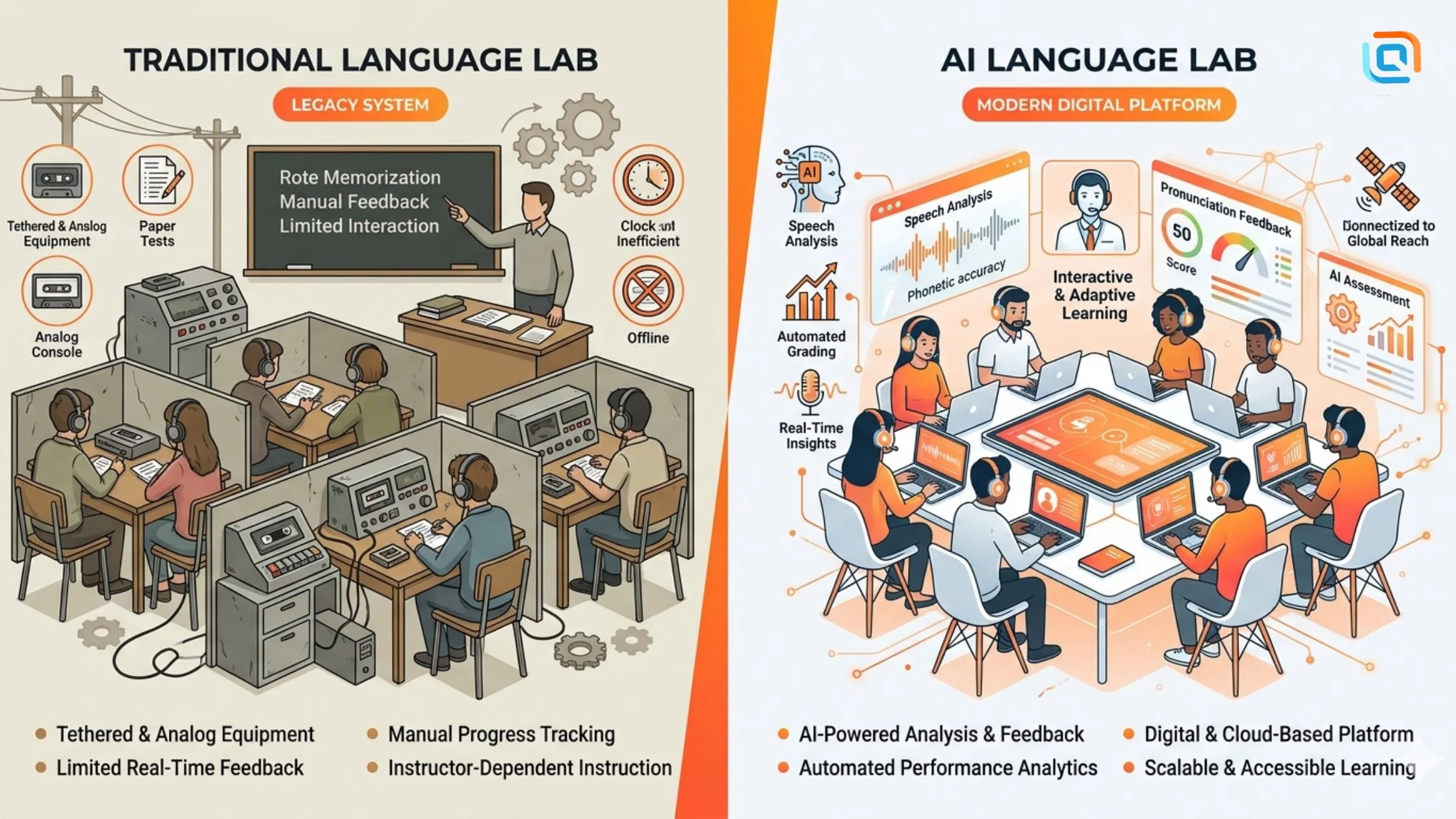 Traditional vs AI language lab